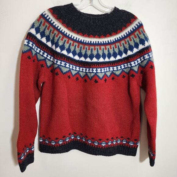 Vintage Eddie Bauer Fair Isle 100% wool crewneck sweater woman's size medium - Picture 1 of 10